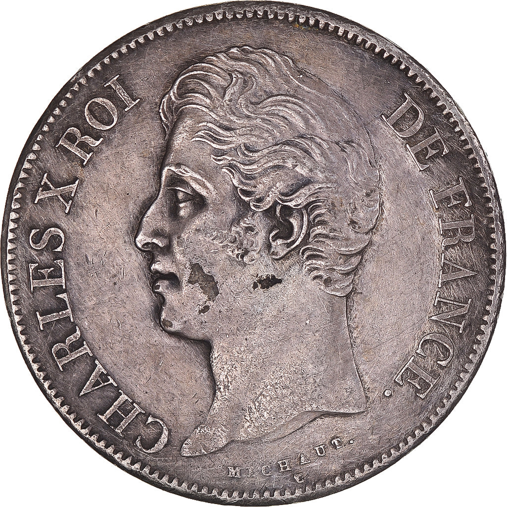Moneta, Francia, Charles X, 5 Francs, 1827, Bayonne, BB, Argento, KM:728.8
