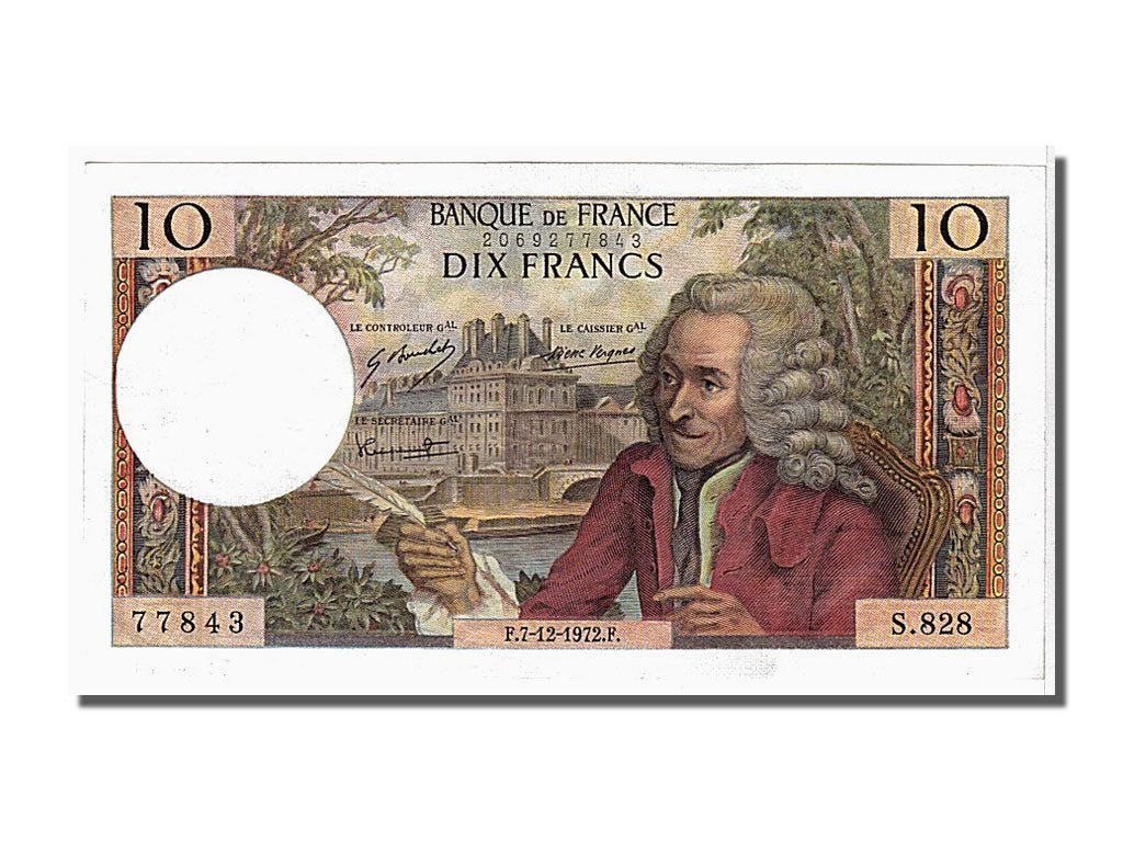 Francia, 10 Francs, 10 F 1963-1973 ''Voltaire'', 1972, KM:147d, 1972-12-07, S...