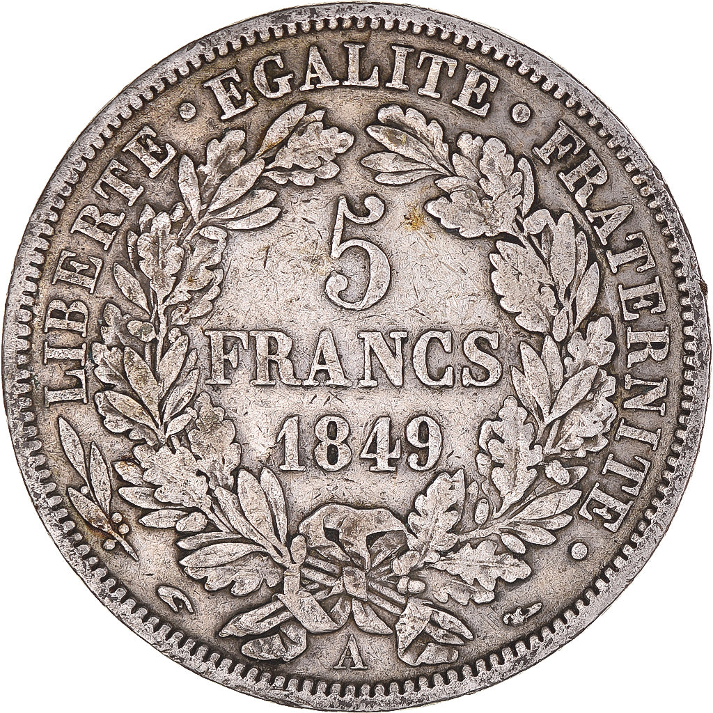Coin, France, Cérès, 5 Francs, 1849, Paris, VF(30-35), Silver, KM:761.1