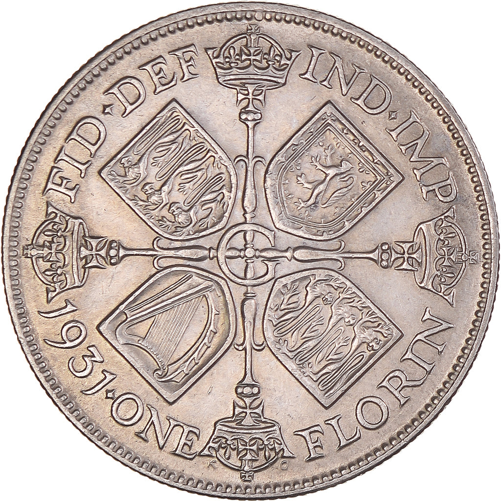 Coin, Great Britain, George V, Florin, Two Shillings, 1931, AU(55-58), Silver