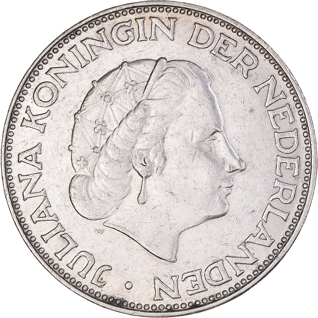Coin, Netherlands, Juliana, 2-1/2 Gulden, 1963, AU(50-53), Silver, KM:185