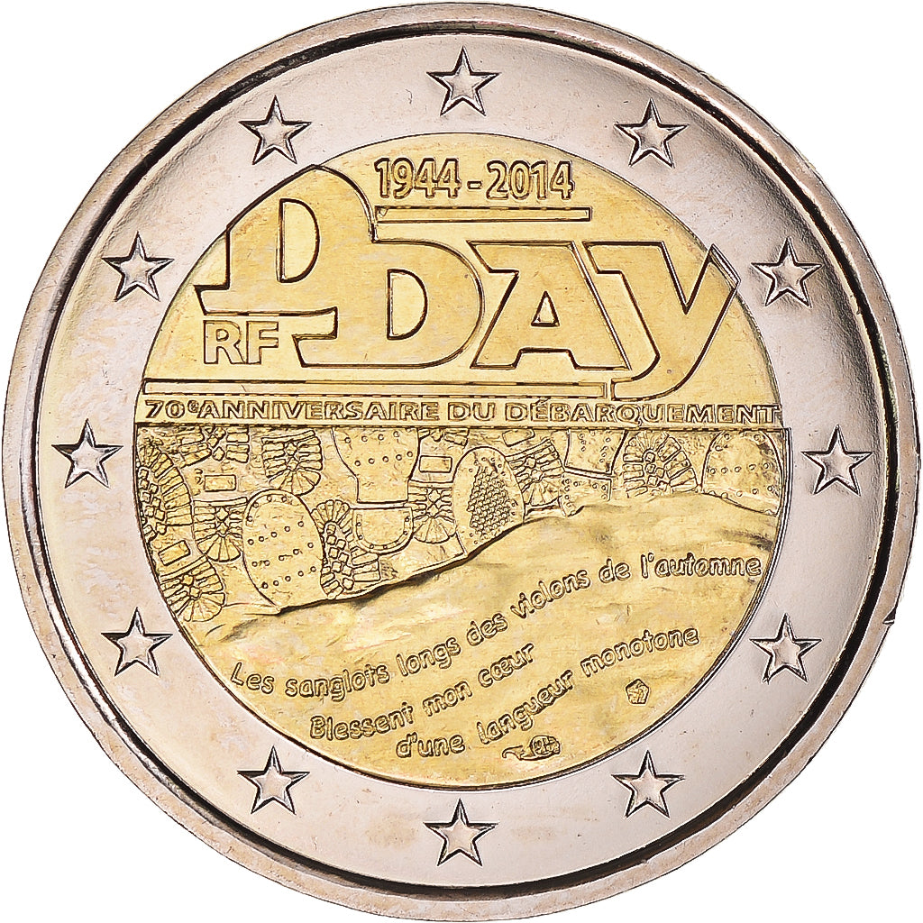 France, 2 Euro, 2014, Paris, 70éme Anniversaire Du Dday, SUP+, Bimétallique