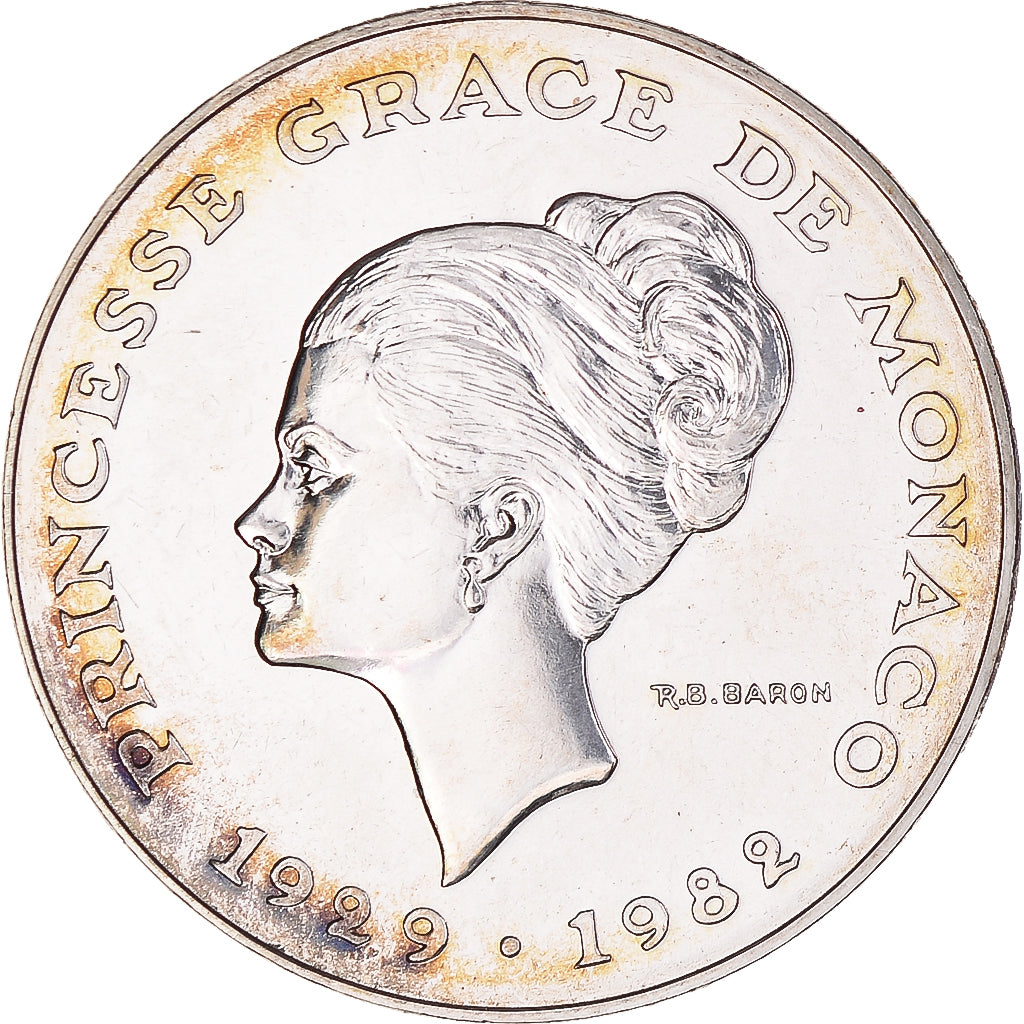 Coin, Monaco, Grace de Monaco, 10 Francs, 1982, ESSAI, MS(65-70), Silver