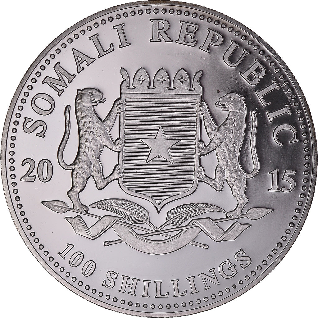 Monnaie, Somalie, Elephant, 100 Shillings, 2015, Proof, FDC, Argent