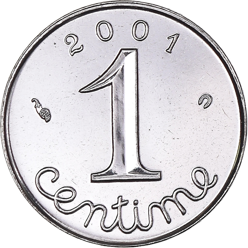 Moeda, França, Épi, Centime, 2001, Paris, BU, MS(65-70), Aço Inoxidável