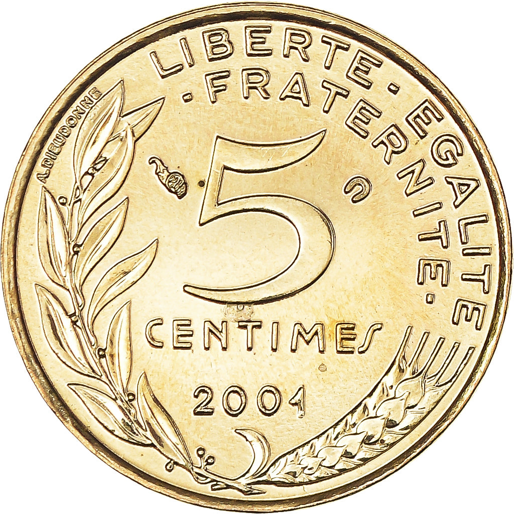 Coin, France, Marianne, 5 Centimes, 2001, Paris, BU, MS(65-70), Aluminum-Bronze