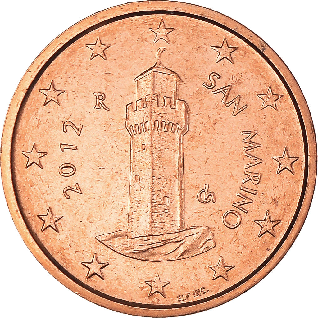 San Marino, Euro Cent, 2012, Rome, BU, MS(65-70), Copper Plated Steel, KM:440