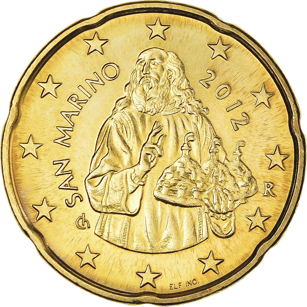 San Marino, 20 Euro Cent, 2012, Rome, BU, MS(65-70), Brass, KM:483