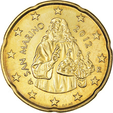 San Marino, 20 Euro Cent, 2012, Rome, BU, MS(65-70), Brass, KM:483