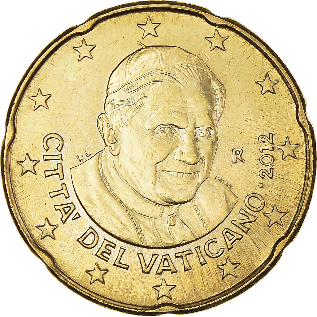VATICAN CITY, 20 Euro Cent, 2012, Rome, BU, MS(65-70), Brass, KM:386
