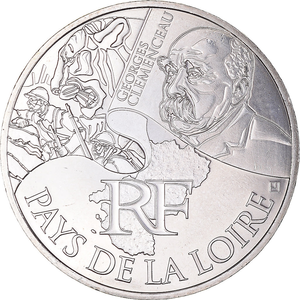 Francia, 10 Euro, Pays de la Loire, 2012, Paris, FDC, Plata, Gadoury:EU514