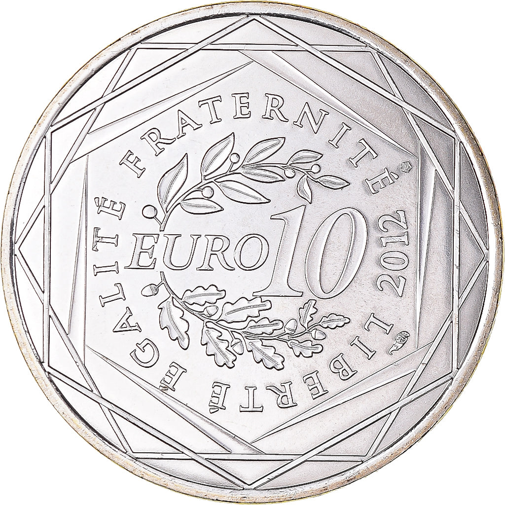 France, 10 Euro, 2012, Paris, Bourgogne, MS(65-70), Silver, Gadoury:EU514