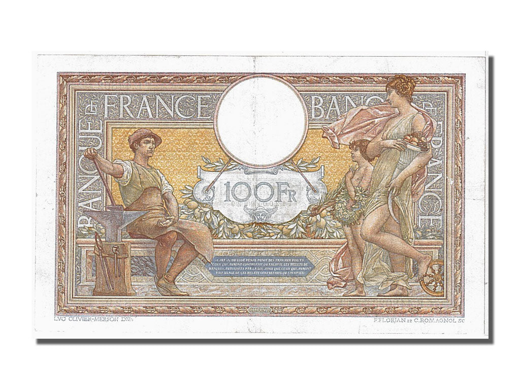 France, 100 Francs, 100 F 1908-1939 ''Luc Olivier Merson'', 1934, KM #78c,...