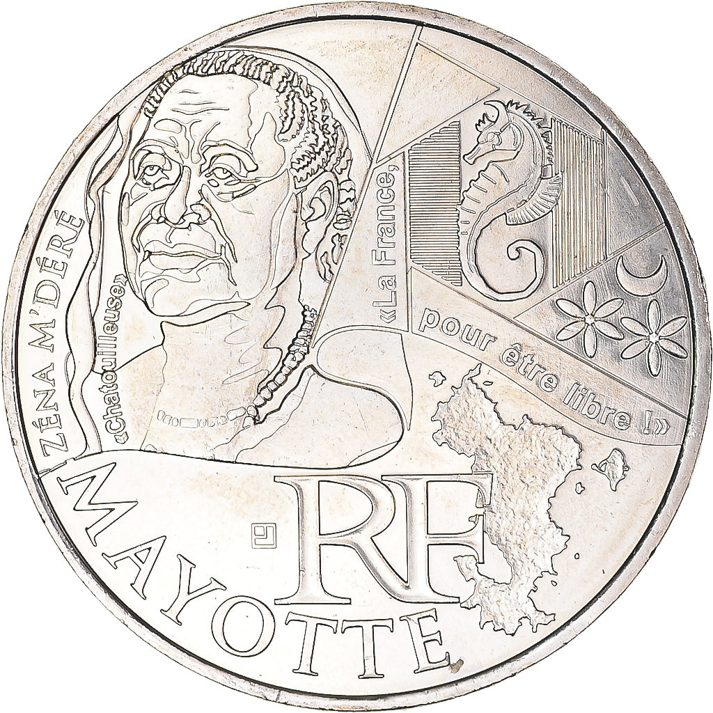 France, 10 Euro, 2012, Paris, Mayotte, MS(65-70), Silver, Gadoury:EU514, KM:1862