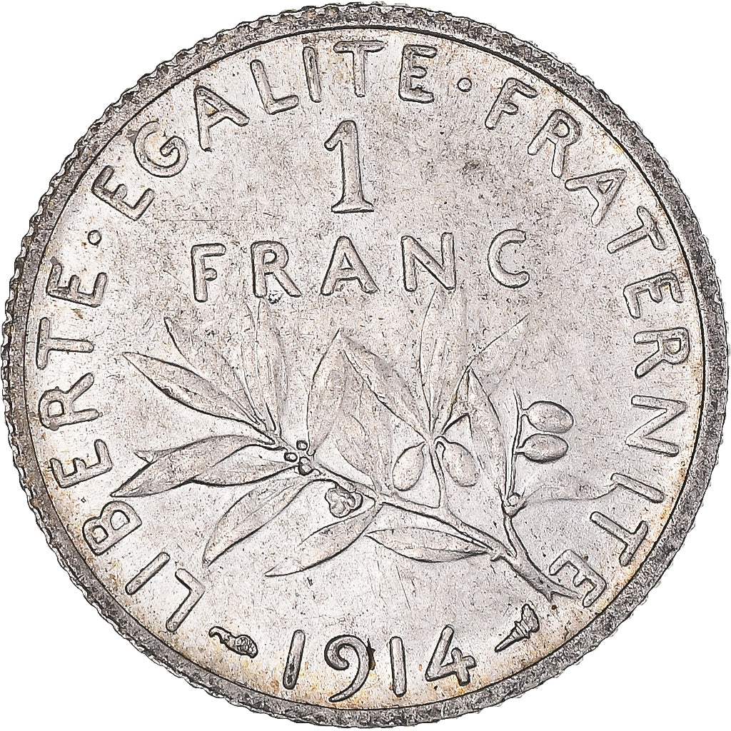 Coin, France, Semeuse, Franc, 1914, Paris, AU(55-58), Silver, KM:844.1