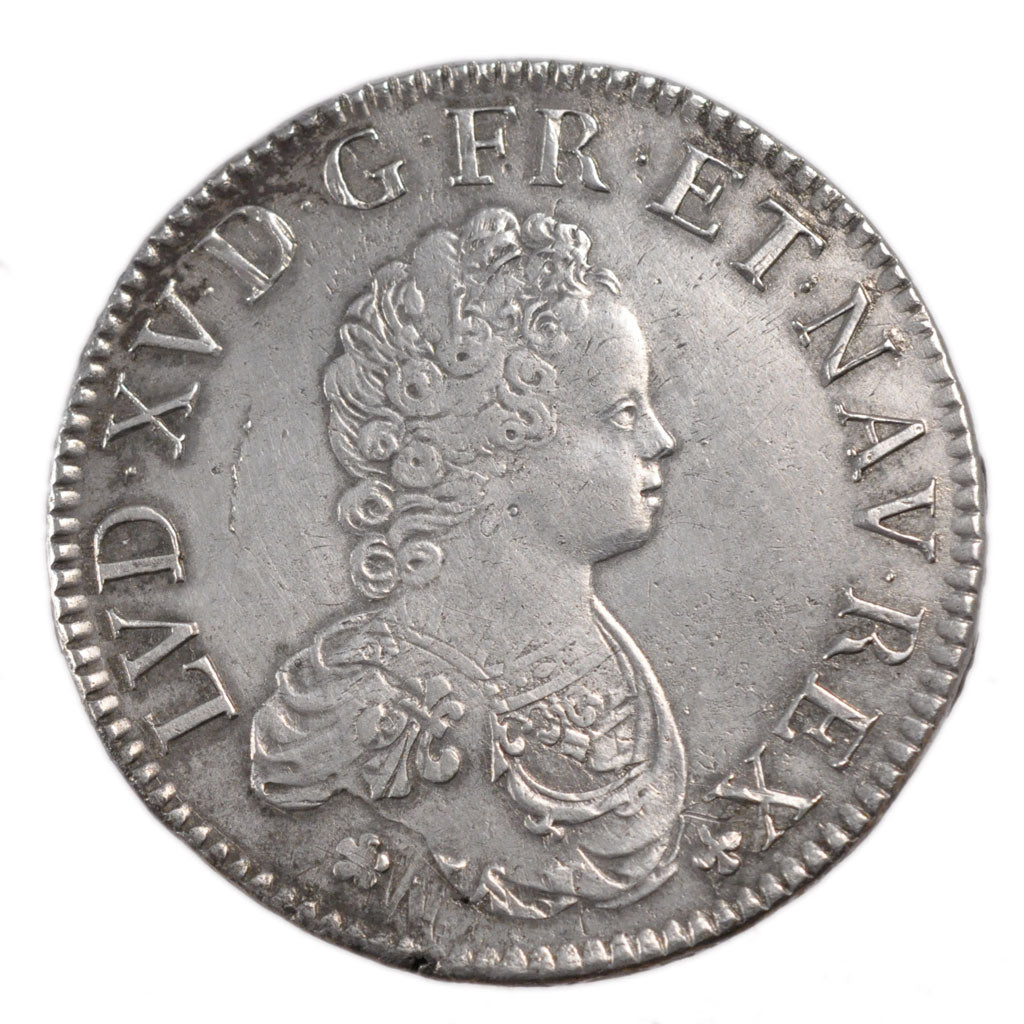 FRANCE, Écu Vertugadin, ECU, 1716, Paris, KM #414.1, AU(50-53), Silver, Gadoury