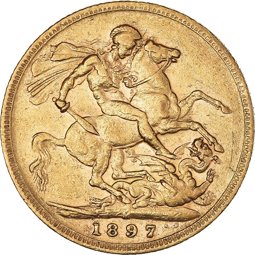 Moneda, Australia, Victoria, Sovereign, 1897, Melbourne, MBC+, Oro, KM:13