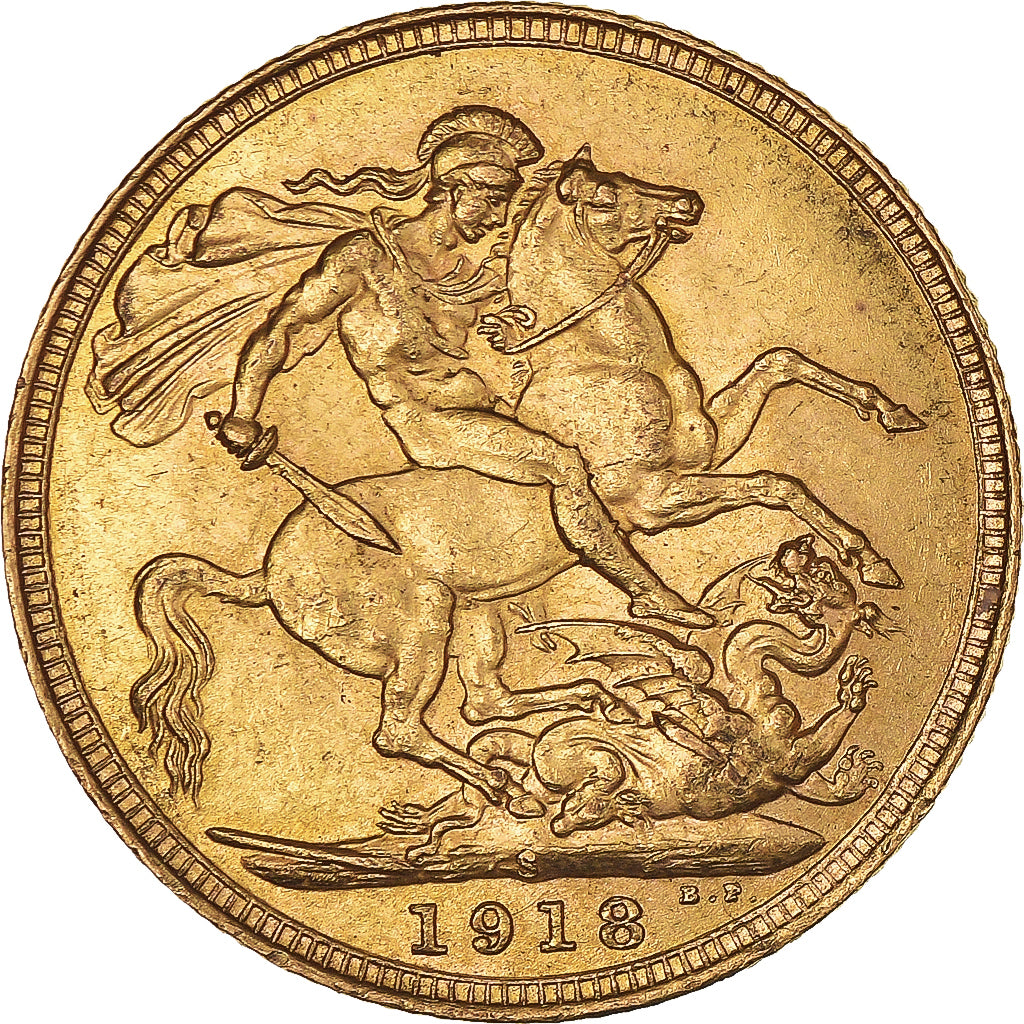 Moeda, Austrália, George V, Sovereign, 1918, Sydney, AU(50-53), Dourado, KM:29