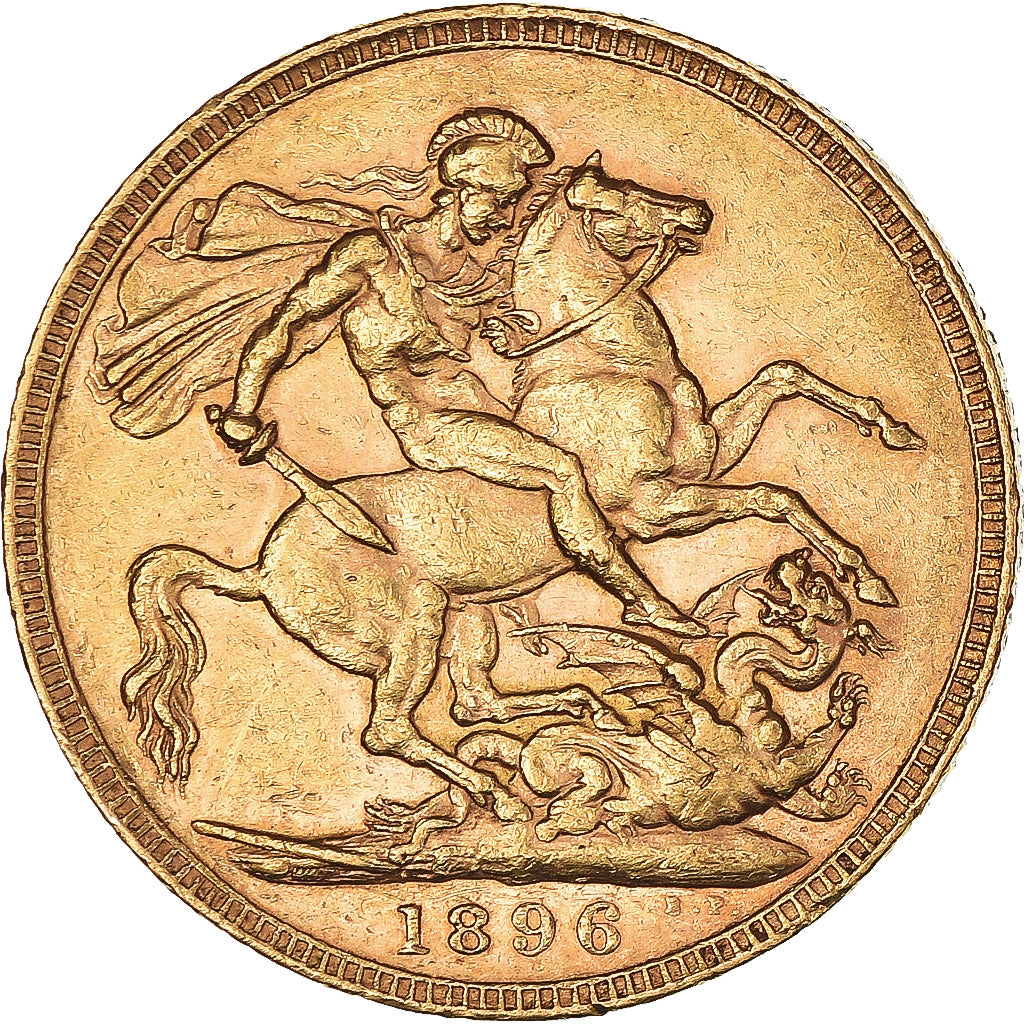 Coin, Great Britain, Victoria, Sovereign, 1896, AU(50-53), Gold, KM:785