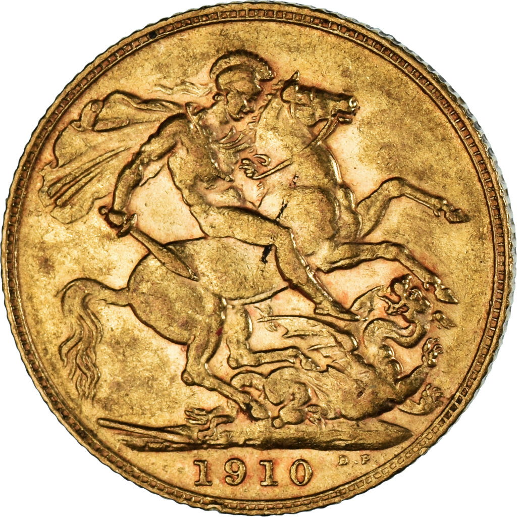Coin, Great Britain, Edward VII, Sovereign, 1910, AU(50-53), Gold, KM:805