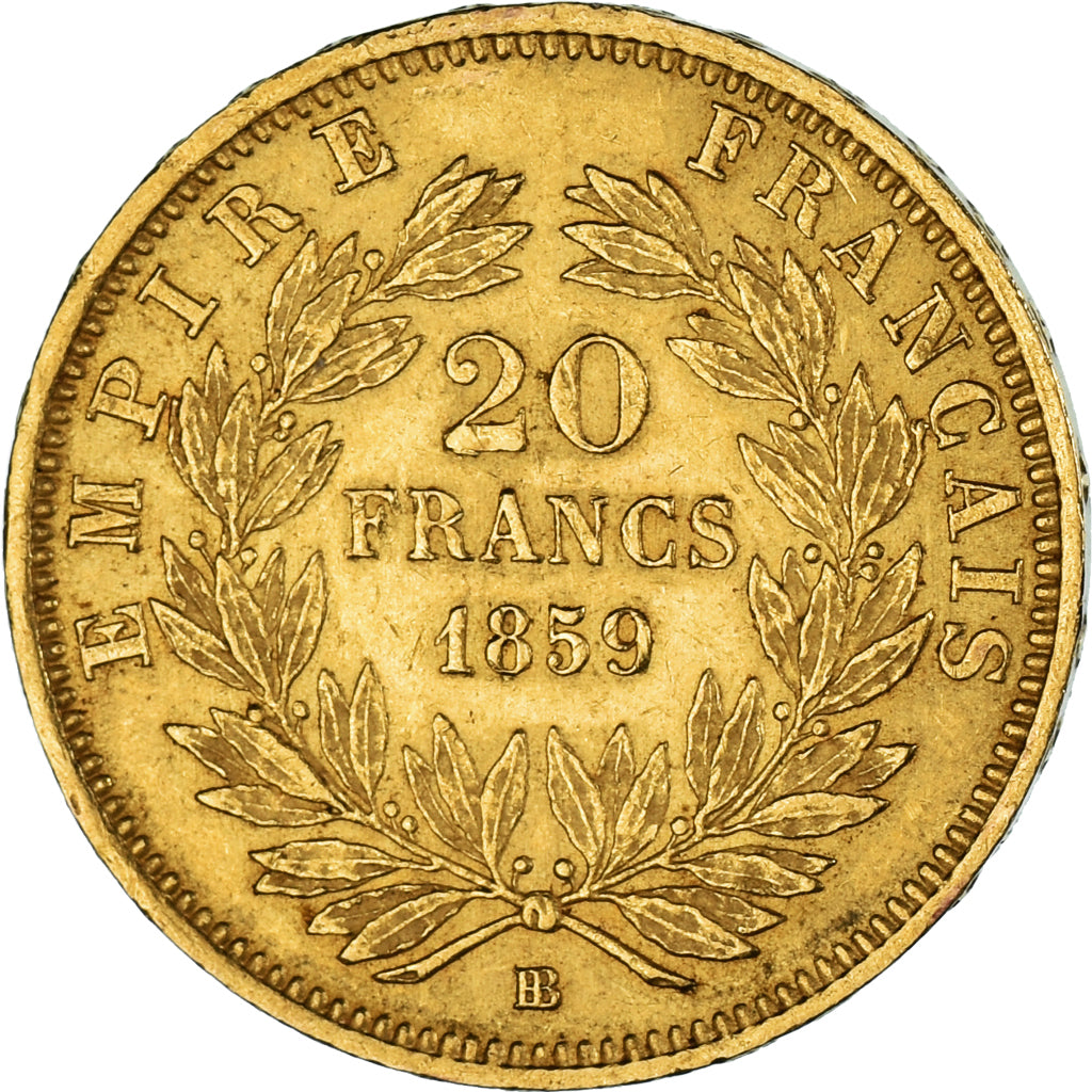 Münze, Frankreich, Napoleon III, 20 Francs, 1859, Strasbourg, SS, Gold