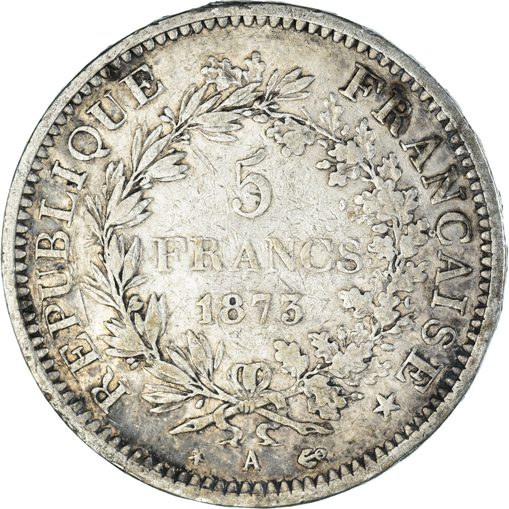Moneta, Francia, Hercule, 5 Francs, 1873, Paris, MB+, Argento, KM:820.1