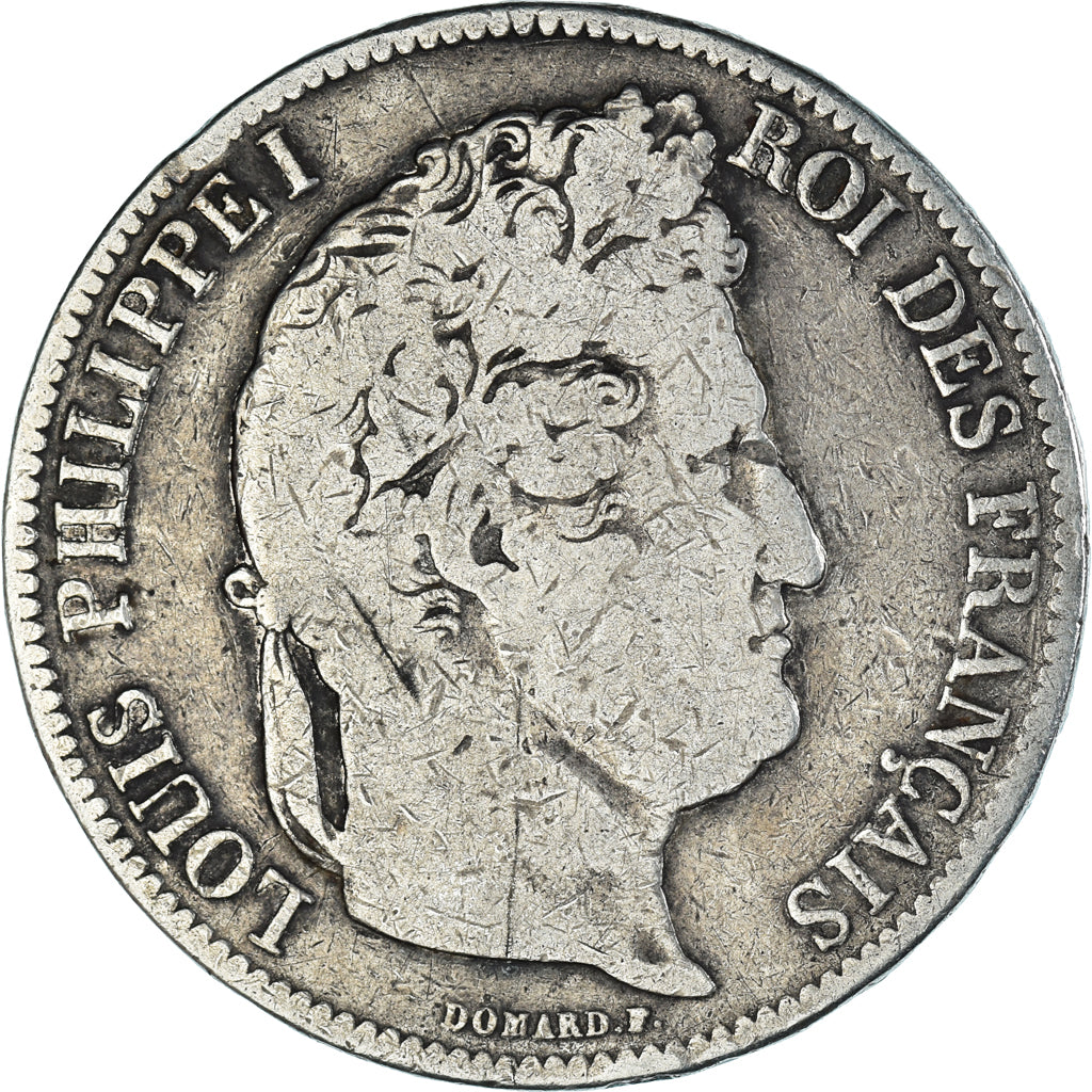 Moneda, Francia, Louis-Philippe, 5 Francs, 1840, Bordeaux, BC+, Plata, KM:749.7