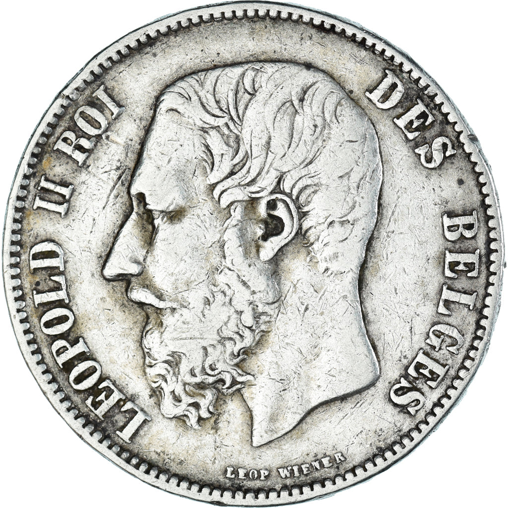 Coin, Belgium, Leopold II, 5 Francs, 5 Frank, 1874, VF(30-35), Silver, KM:24