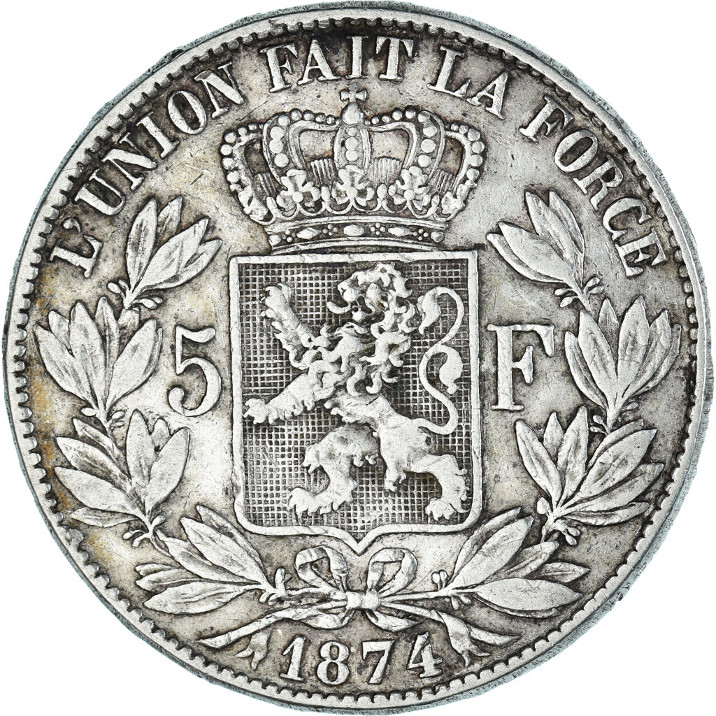 Coin, Belgium, Leopold II, 5 Francs, 5 Frank, 1874, VF(30-35), Silver, KM:24