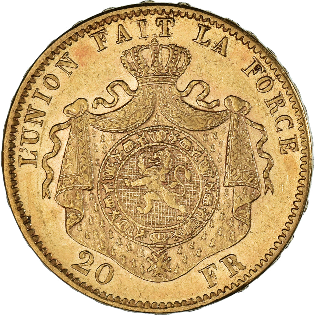 Moneda, Bélgica, Leopold II, 20 Francs, 20 Frank, 1876, EBC, Oro, KM:37