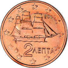 Greece, 2 Euro Cent, 2009, Athens, AU(55-58), Copper Plated Steel, KM:182