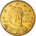 Grécia, 10 Euro Cent, 2009, Athens, AU(55-58), Latão, KM:211