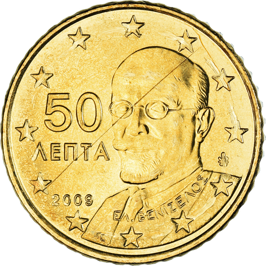 Greece, 50 Euro Cent, 2009, Athens, AU(55-58), Brass, KM:213