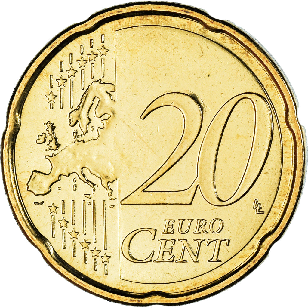 Finlandia, 20 Euro Cent, 2010, Vantaa, EBC, Latón, KM:127