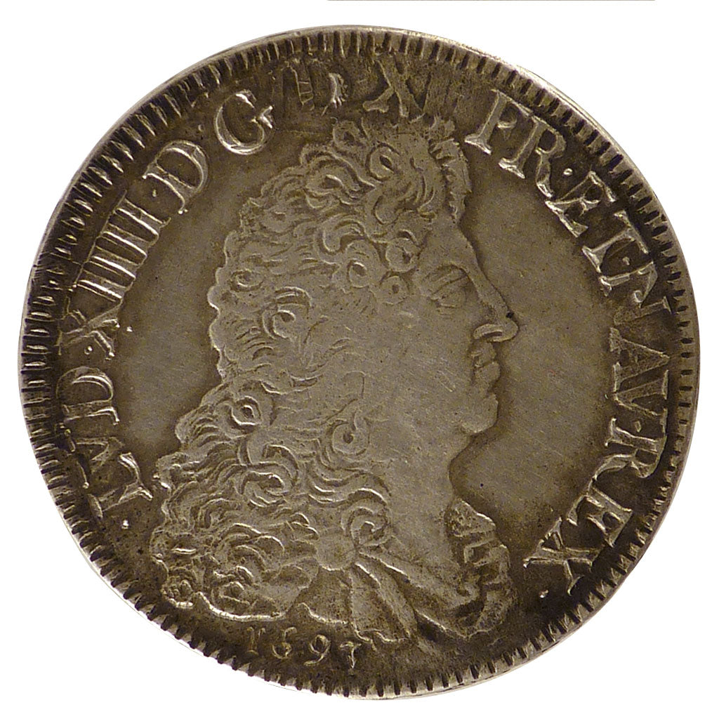 FRANCE, Écu aux 8 L, Ecu, 1693, Dijon, KM #275.13, AU(55-58), Silver, Gadoury ..