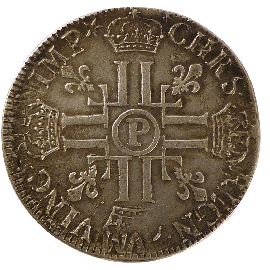 FRANCE, Écu aux 8 L, Ecu, 1693, Dijon, KM #275.13, AU(55-58), Silver, Gadoury ..