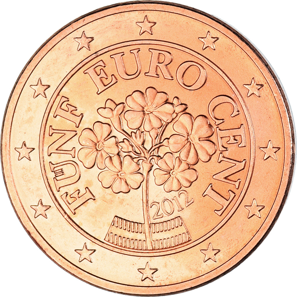 Oostenrijk, 5 Euro Cent, 2012, Vienna, PR, Copper Plated Steel, KM:3084