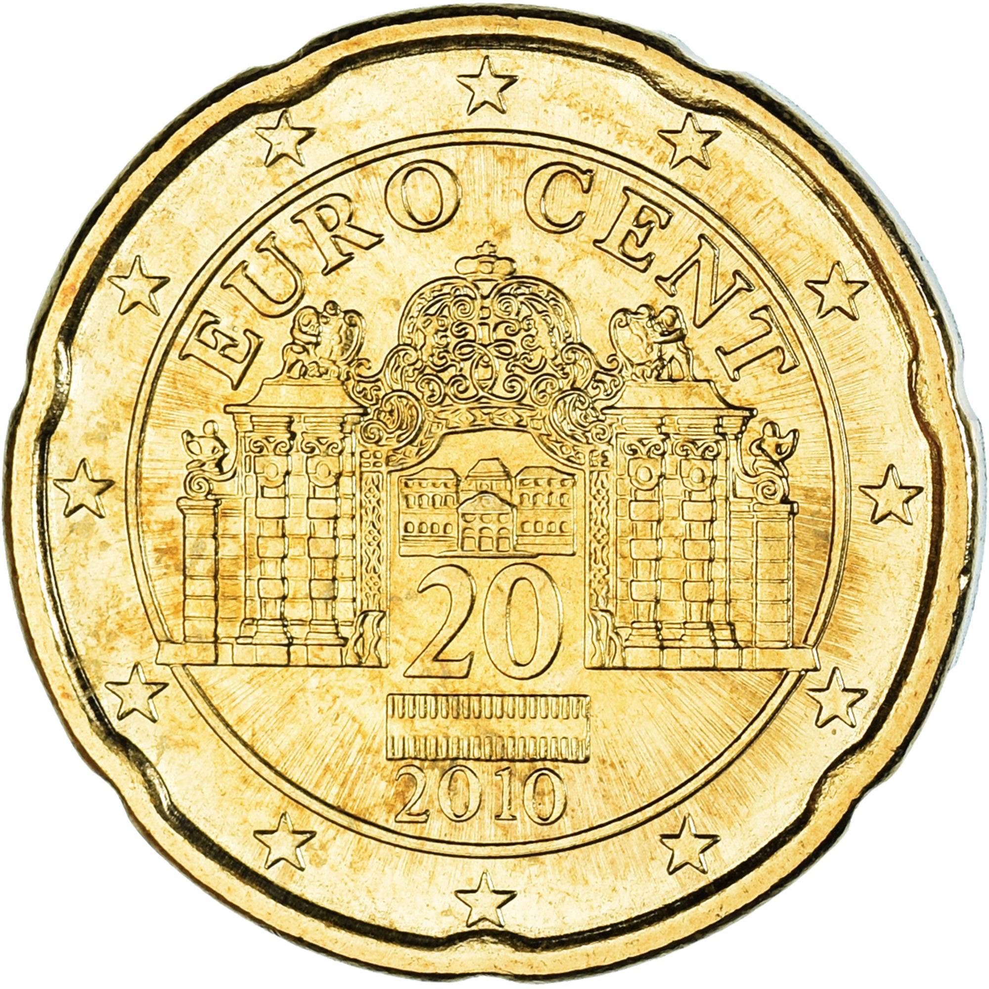 Oostenrijk, 20 Euro Cent, 2010, Vienna, PR, Tin, KM:3140