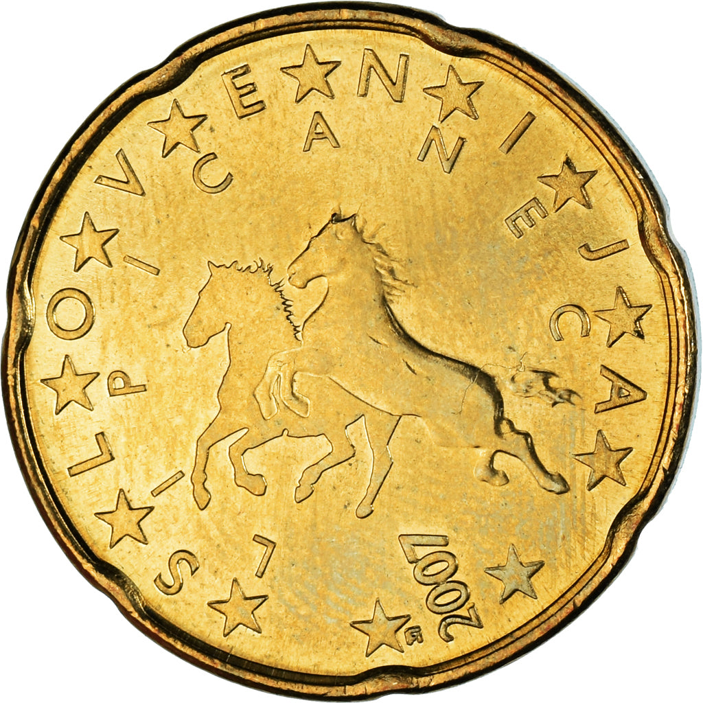 Monnaie, Slovénie, 20 Euro Cent, 2007, Vantaa, SUP, Laiton, KM:72