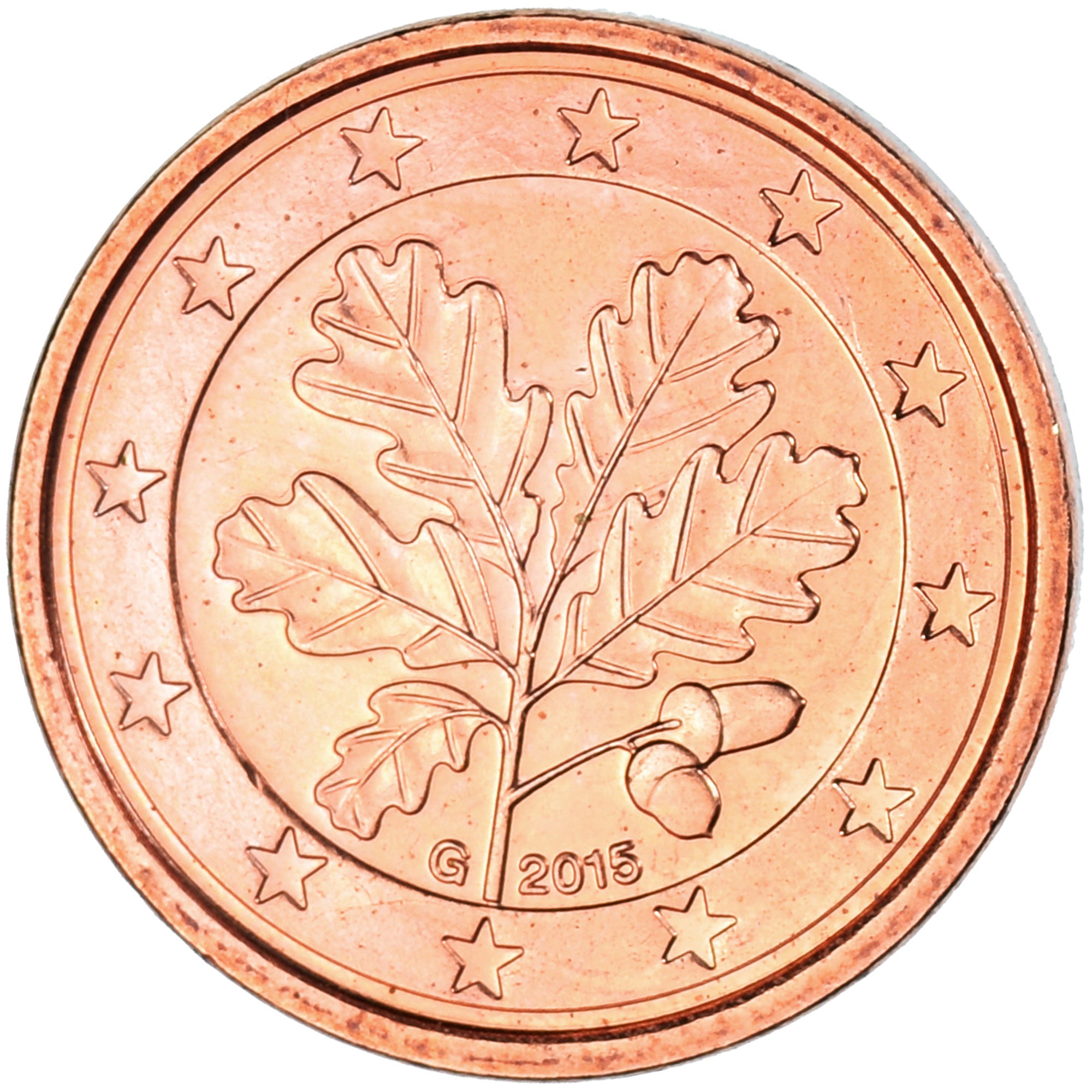 Niemcy - RFN, Euro Cent, 2015, Karlsruhe, AU(55-58), Miedź platerowana stalą