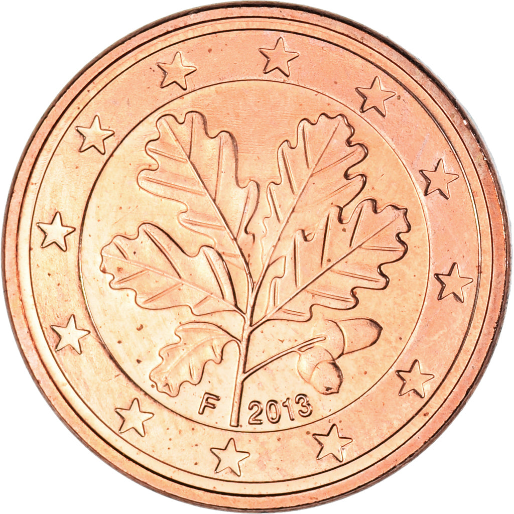 Niemcy - RFN, 5 Euro Cent, 2013, Stuttgart, AU(55-58), Miedź platerowana