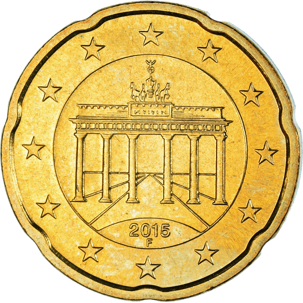 République fédérale allemande, 20 Euro Cent, 2015, Stuttgart, SUP, Laiton
