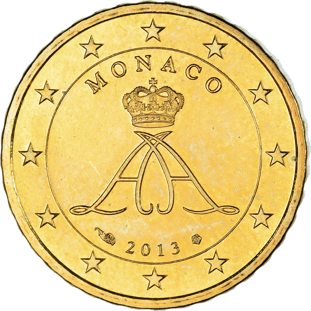 Monaco, 10 Euro Cent, 2013, AU(55-58), Brass, Gadoury:MC188