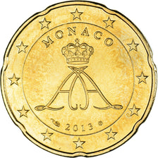 Monaco, 20 Euro Cent, 2013, AU(55-58), Brass, Gadoury:MC190