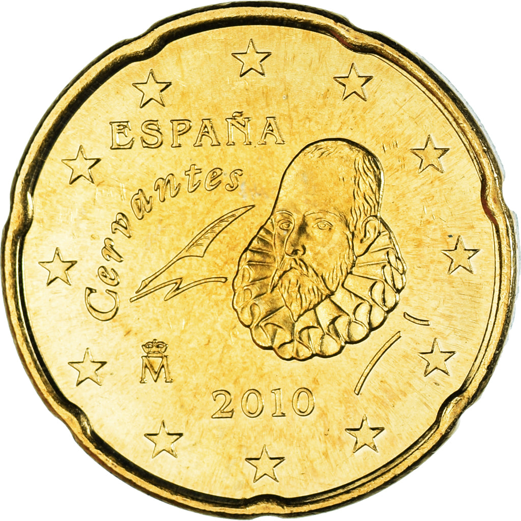 Spain, 20 Euro Cent, 2010, Madrid, AU(55-58), Brass, KM:1148