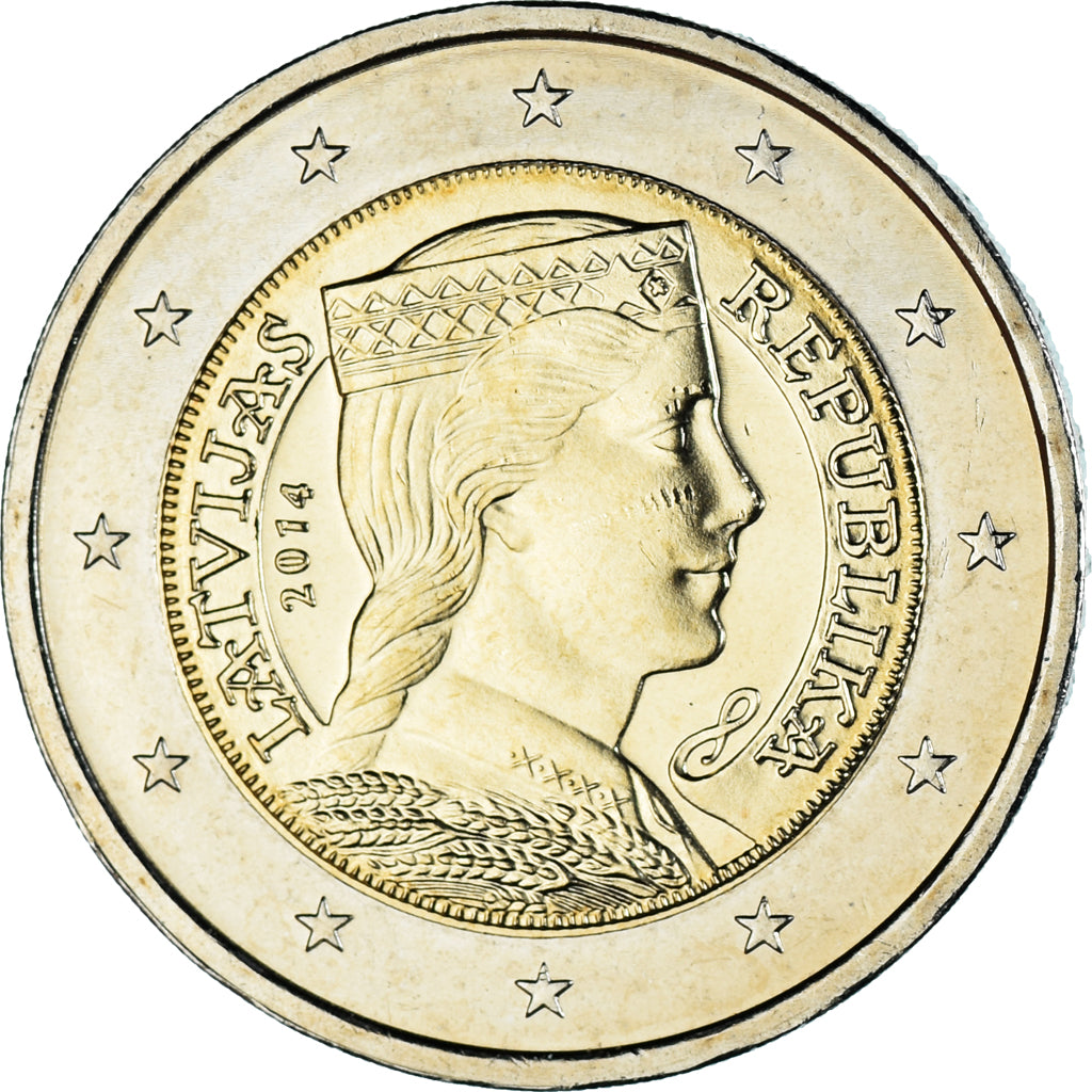 Lettonia, 2 Euro, 2014, Stuttgart, SPL, Bi-metallico, KM:157