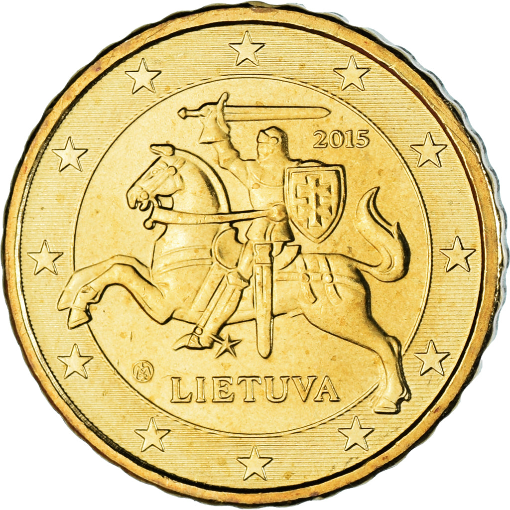 Lithuania, 10 Euro Cent, 2015, AU(55-58), Brass, KM:208