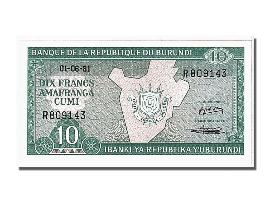 Burundi, 10 Francs, 1981, KM #33a, 1981-06-01, UNC(65-70), R809143