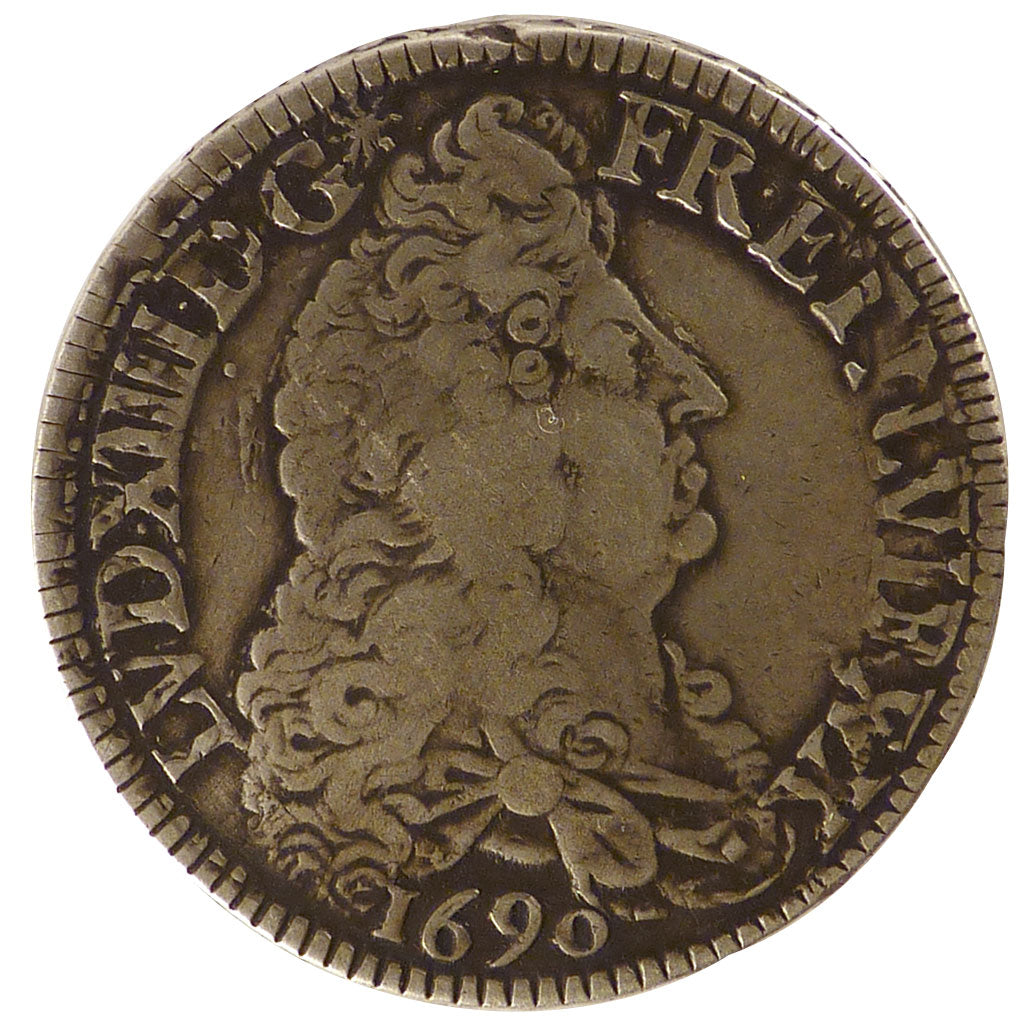 FRANCE, Écu aux 8 L, Ecu, 1690, Paris, KM #275.1, VF(30-35), Silver, Gadoury ...
