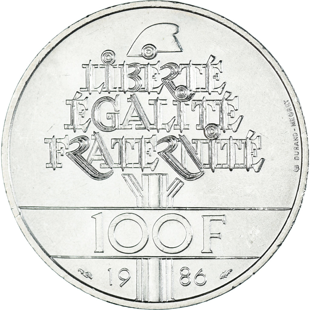 Munten, Frankrijk, Statue de la Liberté, 100 Francs, 1986, Paris, PR+, Zilver